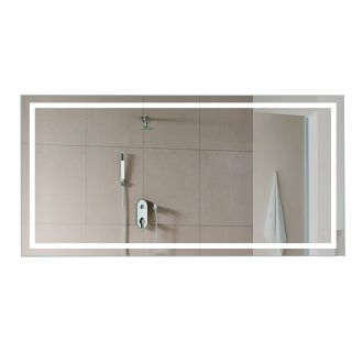 56" W x 36" H Rectangular Frameless Wall Mounted Mirror with LED Lighting