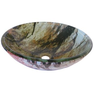 Circular 16-1/2" Tempered Glass Vessel Bathroom Sink