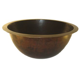 Round 17" Copper Drop-In or Undermount Bathroom Sink