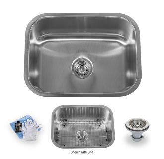 23-1/2" Undermount Single Basin Stainless Steel Kitchen Sink - Drain Assembly, Basin Rack and Maintenance Kit Included