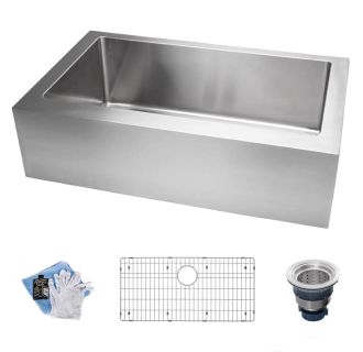 33" Single Basin 16-Gauge Stainless Steel Kitchen Sink for Farmhouse Installations with Sound Dampening Technology