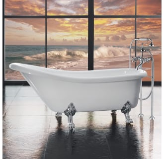 66" Free Standing Slipper-Style Clawfoot Soaking Bathtub - Tub Filler and Drain Assembly Included