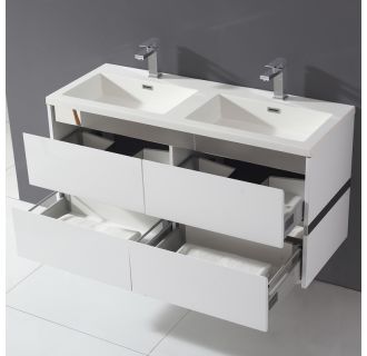 47-3/5" Wall Mounted or Freestanding Vanity Set with Cabinet, Acrylic Vanity Top, Two Integrated Sinks and Single Faucet Holes