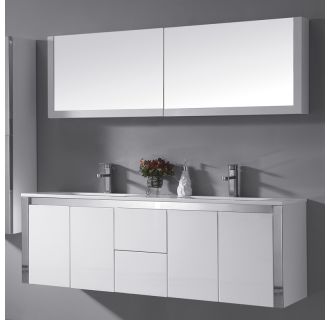 59-1/10" Wall Mounted Vanity Set with Cabinet, Acrylic Vanity Top, Two Undermount Sinks and Single Faucet Holes