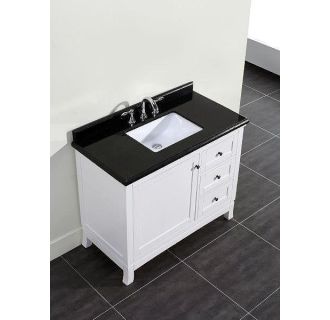 Miseno MVSO42 White 42" Free Standing Vanity Set with Cabinet, Granite