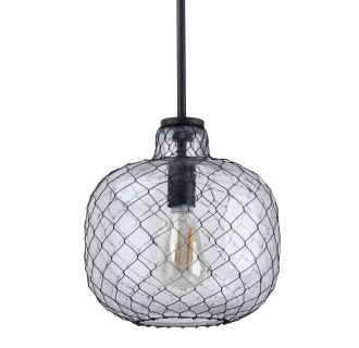 1 Light 10" Wide Nautical Style Pendant - Seeded Glass Shade with Mesh Wire Cover