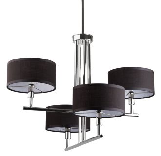 4-Light Chandelier with Black Fabric Shades