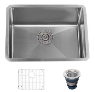 23" Undermount Single Basin Stainless Steel Kitchen Sink - Drain Assembly and Fitted Basin Rack Included Free