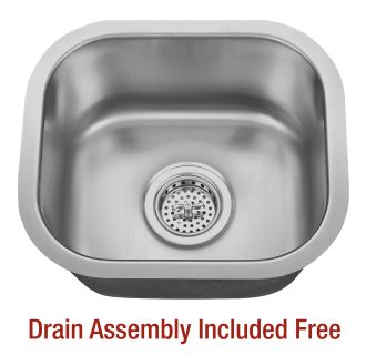 14-5/8" Undermount Single Basin Stainless Steel Bar / Prep Sink - Drain Assembly Included