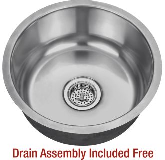 17-1/8" Circular Undermount Stainless Steel Bar / Prep Sink - Drain Assembly Included