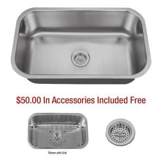 30" Undermount Single Basin Stainless Steel Kitchen Sink - Drain Assembly and Basin Rack Included Free