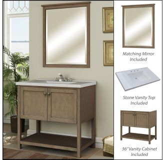 36" Bathroom Vanity Set - Cabinet, Stone Top and Mirror Included