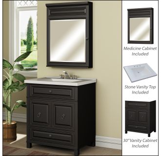 30" Bathroom Vanity Set - Cabinet, Stone Top and Medicine Cabinet Included