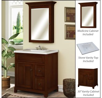 30" Bathroom Vanity Set - Cabinet, Stone Top and Medicine Cabinet Included