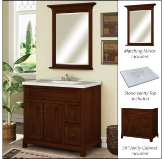 36" Bathroom Vanity Set - Cabinet, Stone Top and Mirror Included