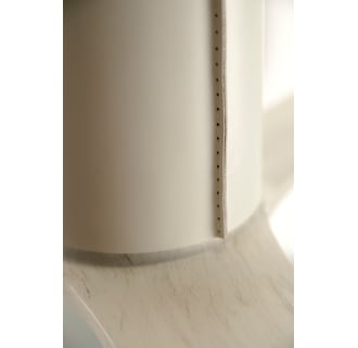 A thumbnail of the Modern Fan Co. LeatherLuxe Gloss White finish and Ivory Leather sleeve and Whitewash blades closeup 4