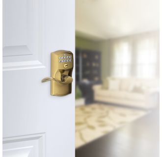 A thumbnail of the Schlage FE595-CAM-ACC Schlage's FE595-CAM-ACC in Antique Brass on door.
