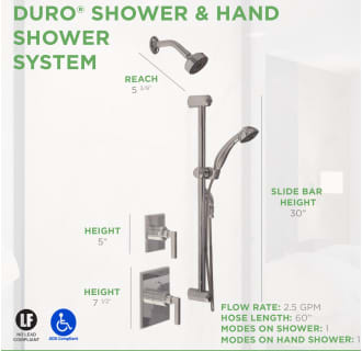 A thumbnail of the Symmons 3605-H321-V Duro Shower System Dimensions