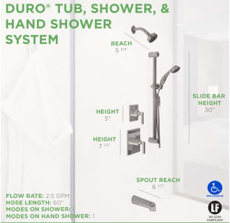 A thumbnail of the Symmons 3606-H321-V Duro Shower System Dimensions
