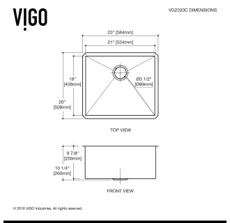 A thumbnail of the Vigo VG2320CK1 Vigo-VG2320CK1-Line Drawing