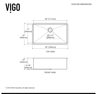 A thumbnail of the Vigo VG3019BK1 Vigo-VG3019BK1-Line Drawing