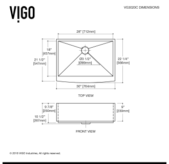A thumbnail of the Vigo VG3020CK1 Vigo-VG3020CK1-Line Drawing