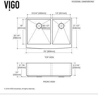 A thumbnail of the Vigo VG3320BL Vigo-VG3320BL-Dimensions