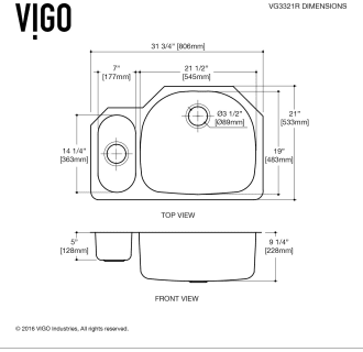 A thumbnail of the Vigo VG3321RK1 Vigo-VG3321RK1-Dimensions