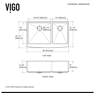 A thumbnail of the Vigo VGR3620BLK1 Vigo-VGR3620BLK1-Line Drawing