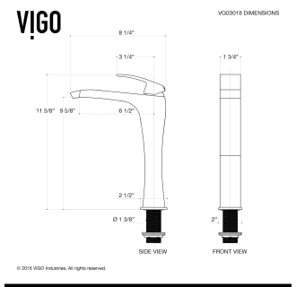 A thumbnail of the Vigo VGT1801 Vigo-VGT1801-Faucet dimensions view