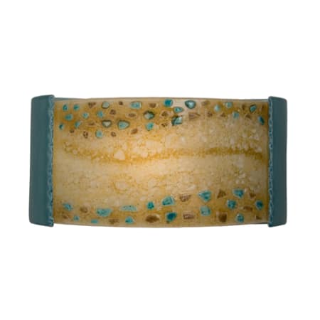 A large image of the A19 RE108 Teal Crackle and Multi Amber