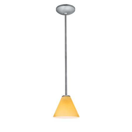 A large image of the Access Lighting 28004-1R Brushed Steel / Amber