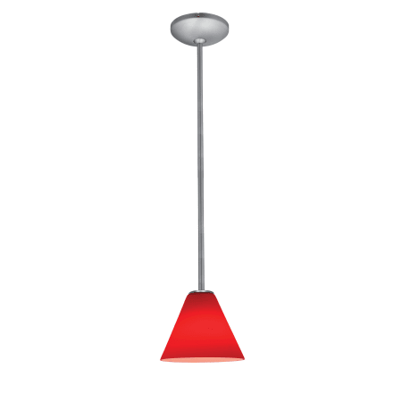 A large image of the Access Lighting 28004-1R Brushed Steel / Red