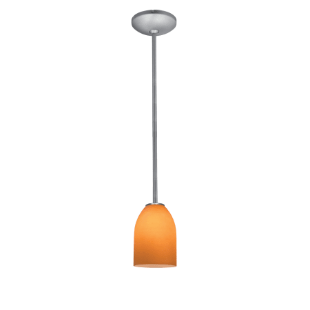A large image of the Access Lighting 28018-1R Brushed Steel / Amber