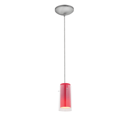 A large image of the Access Lighting 28033-1C Brushed Steel / Clear Red