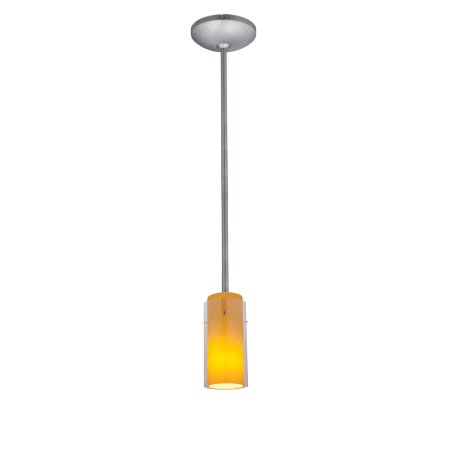 A large image of the Access Lighting 28033-1R Brushed Steel / Amber
