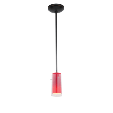 A large image of the Access Lighting 28033-1R Oil Rubbed Bronze / Clear Red