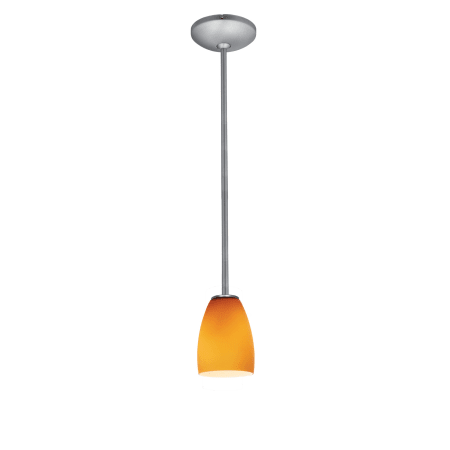 A large image of the Access Lighting 28069-1R Brushed Steel / Amber