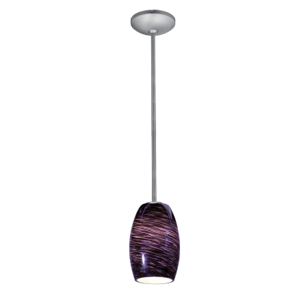 A large image of the Access Lighting 28078-1R Brushed Steel / Plum Swirl