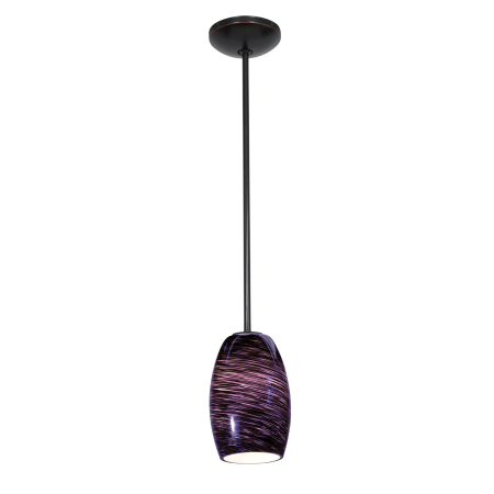 A large image of the Access Lighting 28078-1R Oil Rubbed Bronze / Plum Swirl