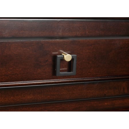 A large image of the Alno A2660 / A2670-15 Bronze Square Pull with Satin Brass Round Base on Drawers