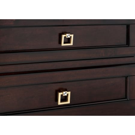 A large image of the Alno C2670 / A2670-15 Satin Brass Square Pull with Square Crystal Base on Drawers