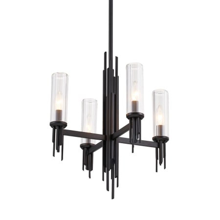 A large image of the Alora Lighting CH335418CR Clear Ribbed Glass / Matte Black