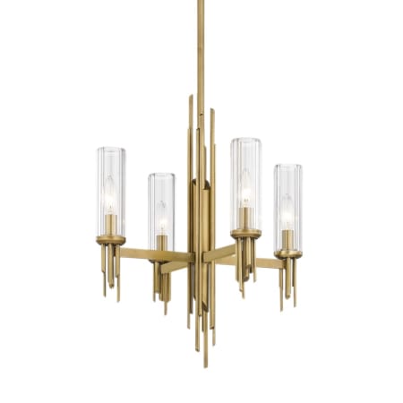 A large image of the Alora Lighting CH335418CR Ribbed Glass / Vintage Brass