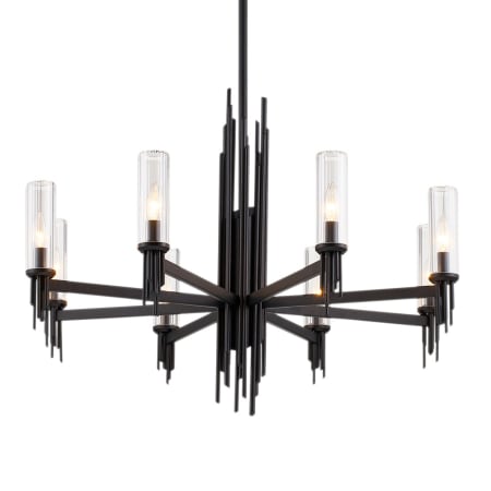A large image of the Alora Lighting CH335836CR Clear Ribbed Glass / Matte Black