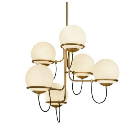 A large image of the Alora Lighting CH458632 Aged Brass / Opal Glass