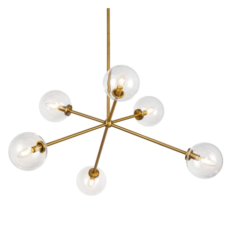 A large image of the Alora Lighting CH549640 Aged Brass / Clear Glass