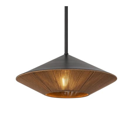 A large image of the Alora Lighting PD633215 Matte Black / Brown Cotton Rope