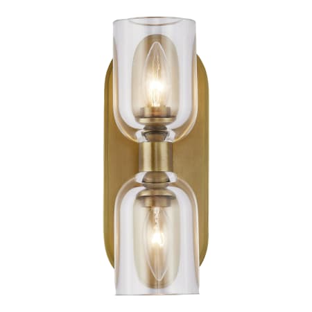 A large image of the Alora Lighting WV338902CC Clear Crystal / Vintage Brass