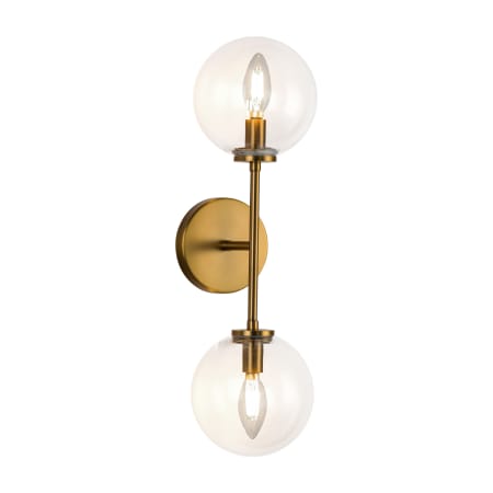 A large image of the Alora Lighting WV549220 Aged Brass / Clear Glass